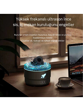 Hava Nemlendirici Alev Topu Görünümlü Volkanik Tasarım Havan Topu Şekilli Aroma Difüzörü