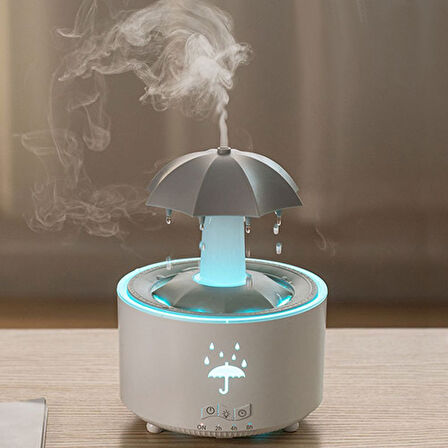 Şemsiye Hava Nemlendirici Yağmur Damlası Buhar Makinesi Led Işıklı Aroma Uçucu Yağ Difüzörü