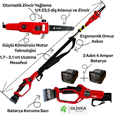 Olivka AE100 Akülü Yüksek Dal Budama Testeresi
