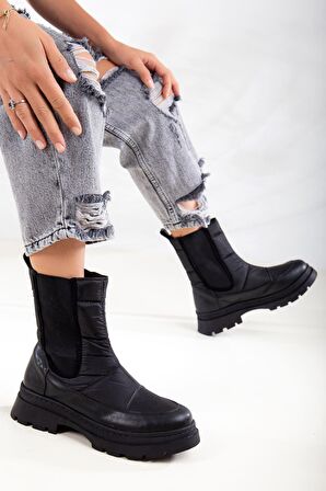 Bexy Yandan Elastik Paraşüt Kadın Bot SIYAH