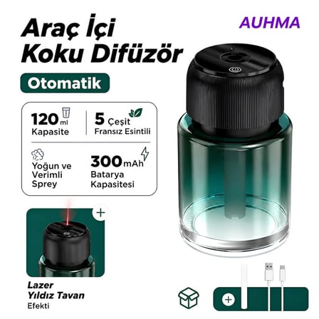 AUHMA AF-10 160 ml Araç İçi Hava Nemlendirici ve Aromaterapi Cihazı