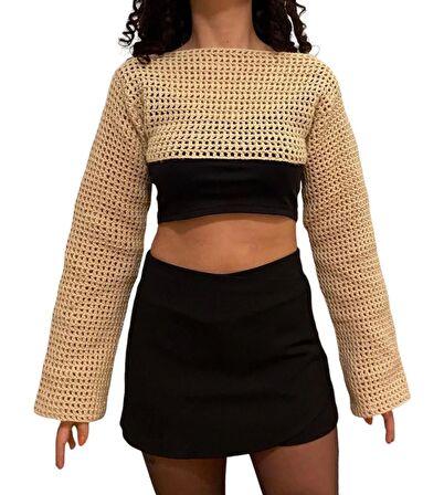 El Örgüsü Cotton Bolero/sleeves/croptop Bluz