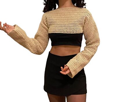 El Örgüsü Cotton Bolero/sleeves/croptop Bluz