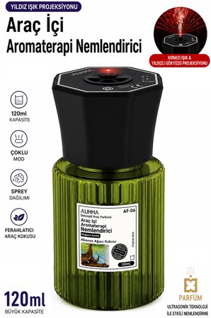 Araç İçi Nemlendirici Koku Şarjlı Buharlı Koku Difüzörü Hava Nemlendirme Yıldız Efektli OCEAN 120ml