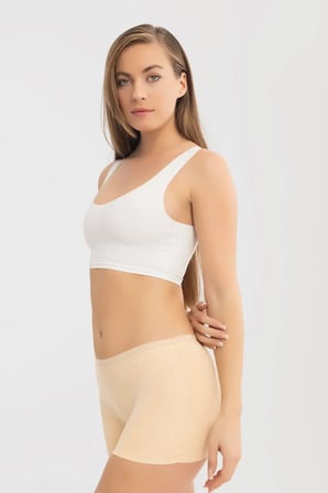 Özel Seri Kombin Sunum Mevsimlik Basic Lazer Kesim Dikişsiz Kadın Boxer Külot 3'lü Paket Ten