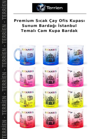 Premium Sıcak Çay Ofis Kupası Sunum Bardağı İstanbul Temalı Cam Kupa Bardak