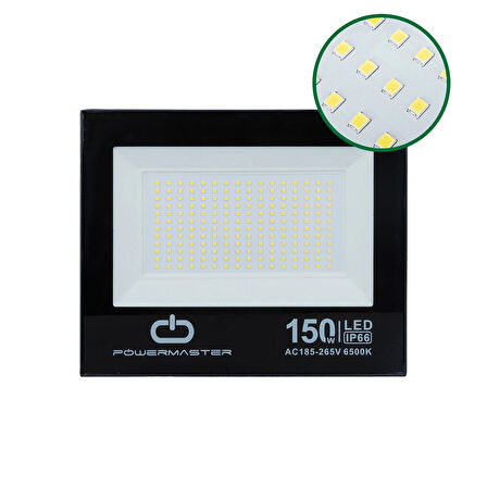150 Watt - 220 Volt 6500k Ip66 150* Işık Açısı Siyah Slim Kasa Beyaz Led Projektör