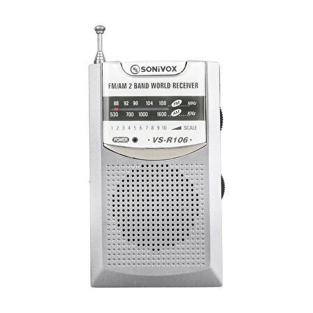 Gri Renk Cep Tipi Analog Fm Radyo Vs-r106