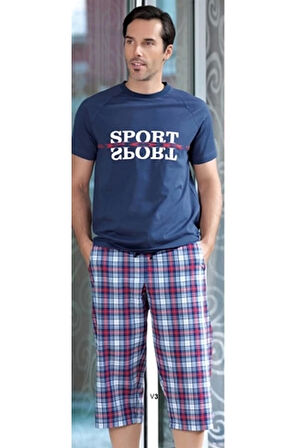 Erkek  Ekoseli Kısa Kollu Pijama Takımı 21396
