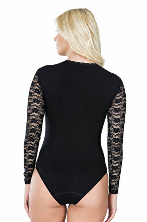 Uzun Kol Dantelli Kadın Body 342