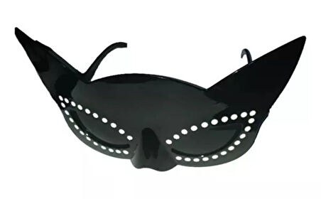 Siyah Renk Siyah Camlı Kedi Şekilli Parti Gözlüğü 20x11 Cm