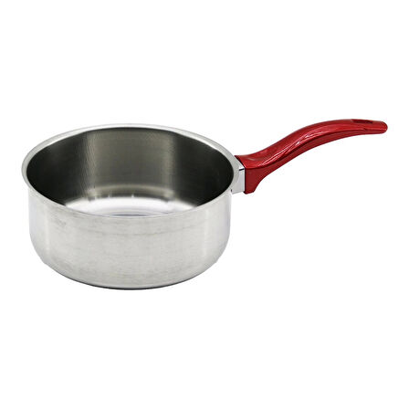 14cm   Kırmızı Plastik Kulp   Çelik  Sos Tava