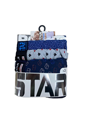 Star 105 Desenli Jakar Erkek  3'lü Kemer Boxer