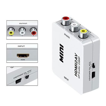 Hdmı To Rca Mini Model 1920x1080 Plastik Kasa Çevirici Konvertör
