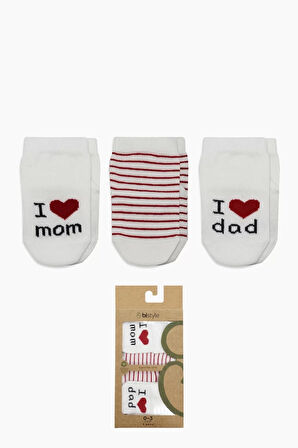 Mom Dad 3'lü Penye Soket Çorap 10123 Ekru