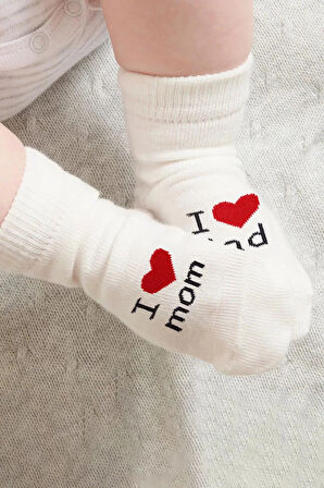 Mom Dad 3'lü Penye Soket Çorap 10123 Ekru