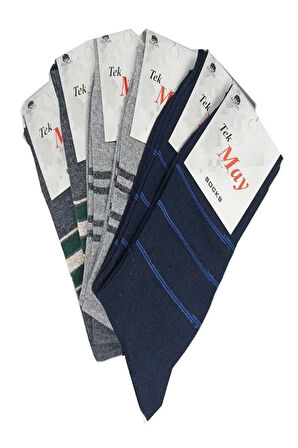 Çizgili Erkek  Çorabı Tek- May Komet 6 Lı