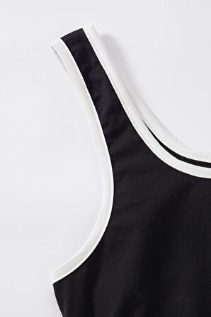 Kadın Siyah Askılı Crop Top Ve Şortlu Gecelik Takım