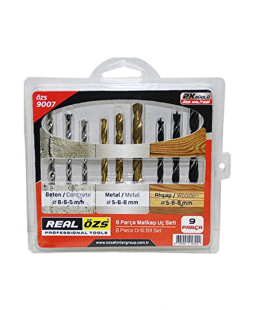 9 Parça  Matkap Ucu Seti Beton - Metal - Ahşap - 5-6-8mm