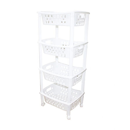 4 Katlı Sepet Düzenleyici - Raf Ünitesi Tekerlekli 400x295x960mm