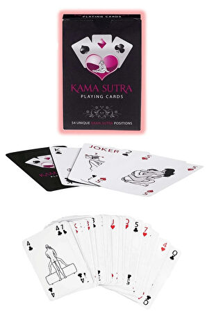 Sexy Görselli Oyun Kartı Kama Sutra Siyah Kırmızı Kelepçe Set