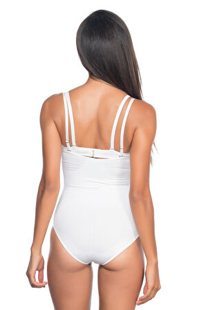 Beyaz Mı Emay 2073 Göğüsü Açık Desenli Body Korse