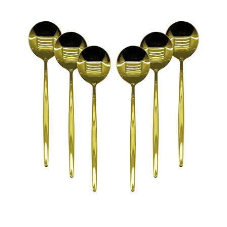 6 Pcs Gold Yemek Kaşık Seti