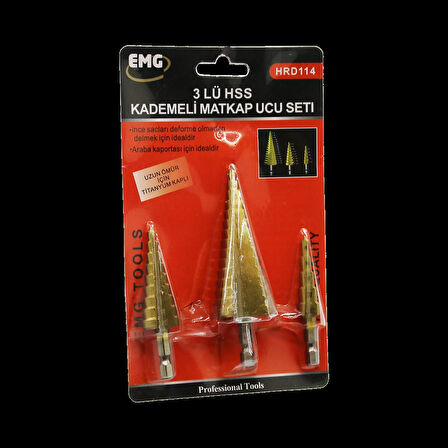3 Parça  Hss Kademeli Matkap Ucu Set