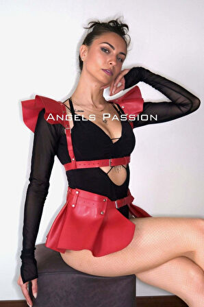 Deri Elbise Harness, Mini Deri Etek, Deri Elbise Etek Harness - Brf1001
