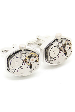 Erkek Gümüş Altıgen Renk Saat Dişlisi Kol Düğmesi Afghmps8