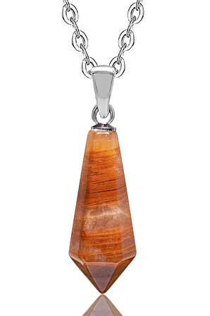 Sertifikalı Gümüş Aparatlı Doğal Turuncu Akik Taşı Kolye