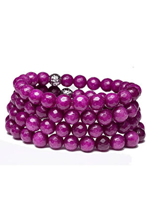 Sertifikalı Fasetli Fuşya Kuvars Taşı Doğal Taş Bileklik (gümüş Aparatlı)