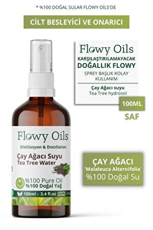 Çay Ağacı Suyu Cilt Besleyici Onarıcı Cam Şişe %100 Tam Saf Doğal Yağlı Distilasyon Hidrosöl 100ml