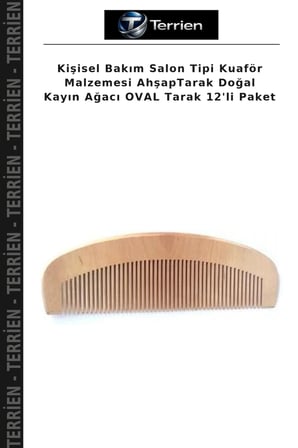 Kişisel Bakım Salon Tipi Kuaför Malzemesi AhşapTarak Doğal Kayın Ağacı OVAL Tarak 12'li Paket