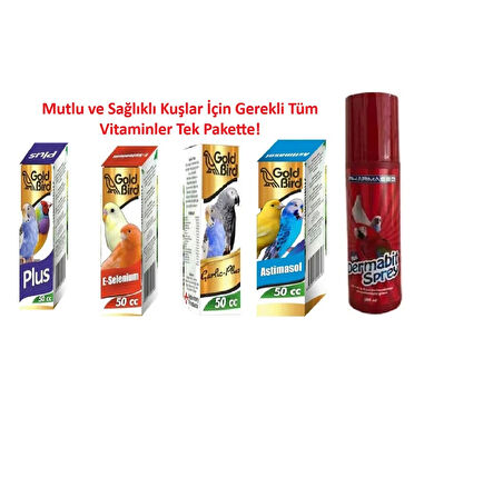 Kafes Kuşları İçin Vitamin Seti Ve Dermo Bit Spreyi 200 Ml