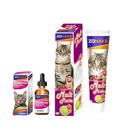 Biotinix Premium Cat (Tüy Dökülmesine Son Verin ) ve Malt Paste Tüy Yumağı Önleyici