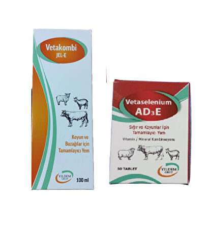 Koyun Ve Buzağılar İçin Vetakombi E Jel 100 ML Ve Vetaselenium AD3E 50 Tablet