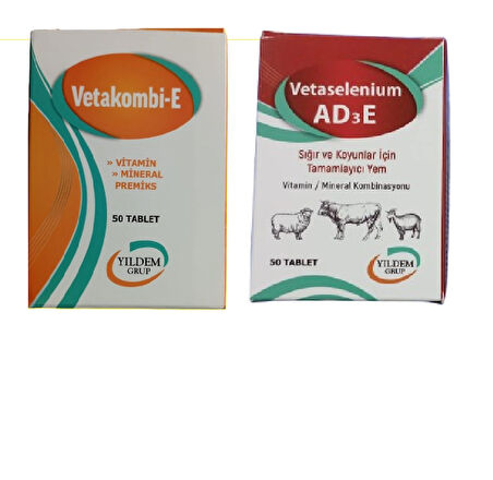 Sığır ,İnek Ve Koyunlar İçin Vetaselenium AD3E 50 Tablet Ve Vetakombi - E 50 Tablet