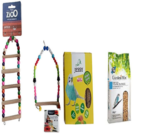 Muhabbet kuşu yemi 1 kg + Jesy Muhabbet Ballı Kraker +Muhabbet Kuş Oyuncağı