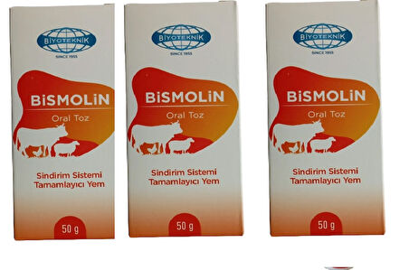 Büyükbaş Küçükbaş Hayvanların ve Atlar İçin Sindirim Sistemi Düzenleyici Bismolin 50 GR X 3 Adet