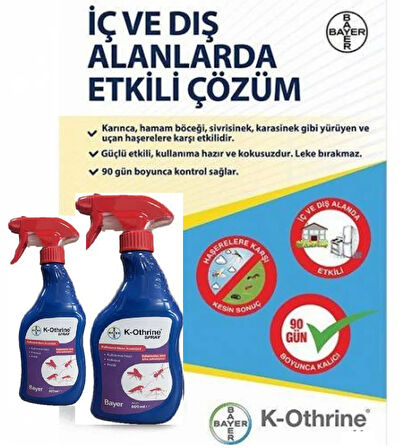 Haşere İlacı (K-othrine 500 ML) X 2 Adet (Kullanıma Hazır, Kokusuz Ve Pratik) -2026