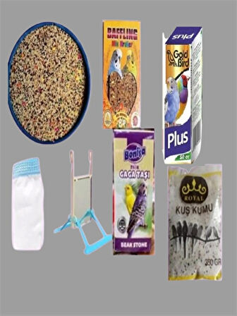 Muhabbet kuşu besleme seti( Muh. Yemi Açık 2 kg+ Salıngaç+Kuş vitamini+Kuş mineral taş)