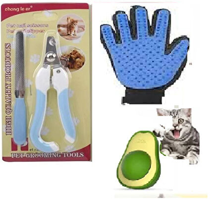 KEDİLER İÇİN TIRNAK MAKASI , TÜY TOPLAMA ELDİVENİ VE AVOKADO CATNİP KEDİ YALAMA OYUNCAĞI