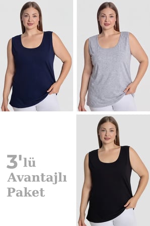 Özel Seri Dört Mevsim Hafif Giysi İç Giyim Kadın Pamuklu Büyük Beden Kalın Askılı Atlet 3'lü Paket