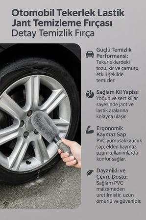 Otomobil Tekerlek Lastik Jant Temizleme Fırçası Detay Temizlik Fırça cin699