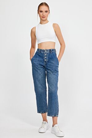 ÖZEL KOLEKSİYON YÜKSEK BEL CULOTTE JEAN PANTOLON (AG-1029)