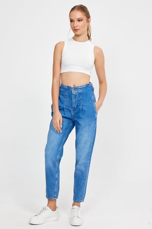 ÖZEL KOLEKSİYON BELİ AYARLANABİLİR DENİM PANTOLON (AG-1046-2)
