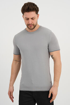 ALEXANDERGARDI Bisiklet Yaka Kolları Şeritli Triko T-shirt (1243)