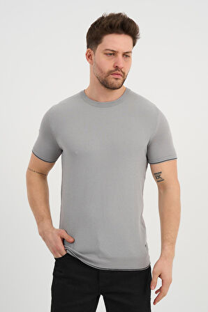 ALEXANDERGARDI Bisiklet Yaka Kolları Şeritli Triko T-shirt (1243)