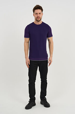 ALEXANDERGARDI Bisiklet Yaka Kolları Şeritli Triko T-shirt (1243)